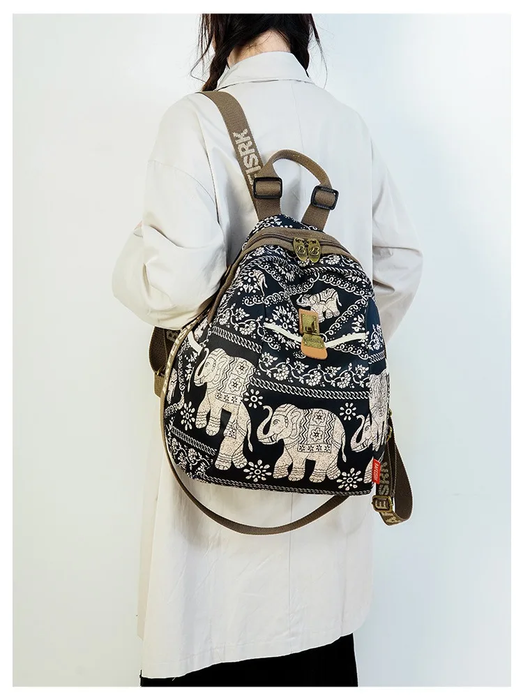 2024年新女士時尚民族風潮流印花牛津背包，24小時客服在線，售後無憂
